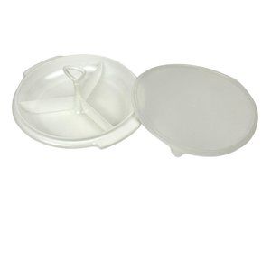 Vintage Tupperware Suzette Divided Relish Tray Dish 608-3 Handle Cover White